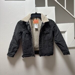 Levi's kids Black Denim Jacket with Sherpa Lining